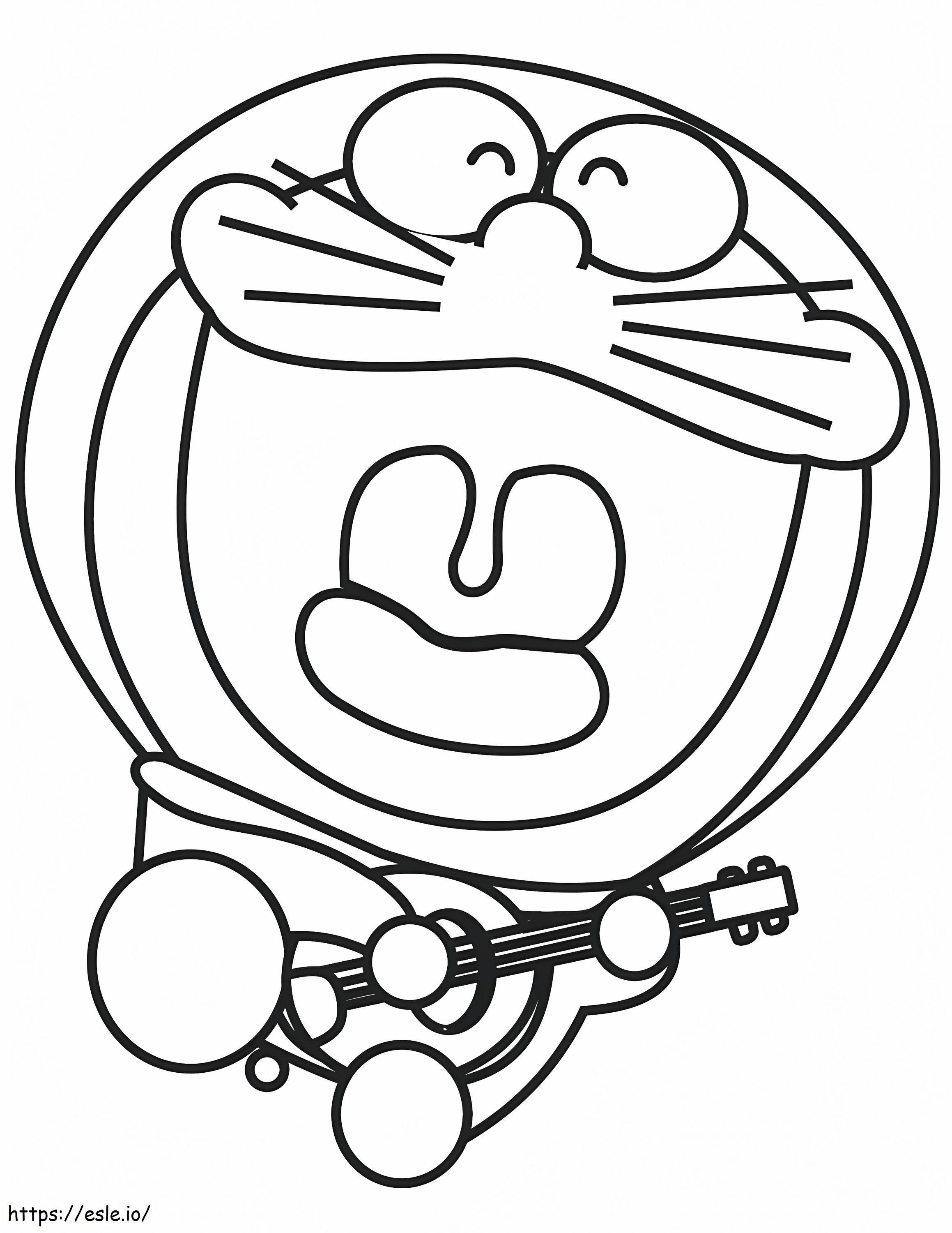 Coloriage 1531276686 Doraemon jouant de la guitare A4 à imprimer dessin