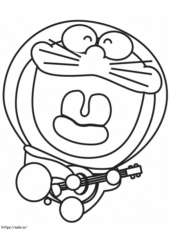 1531276686 Doraemon tocando la guitarra A4 para colorear