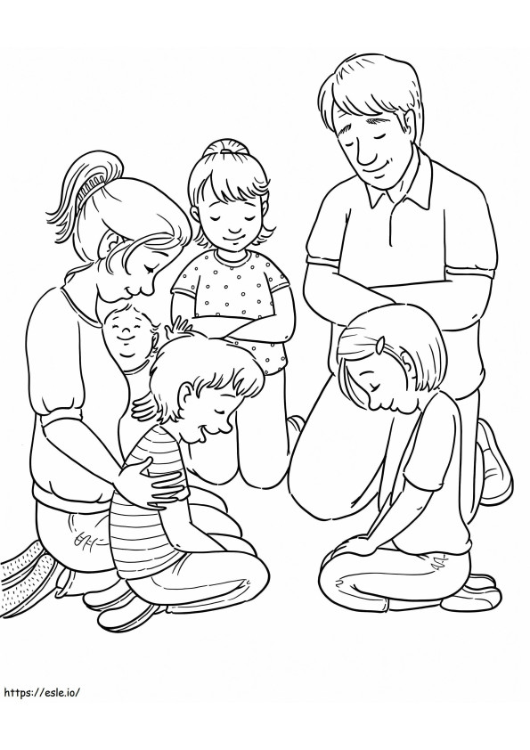 Coloriage Prière en famille à imprimer dessin