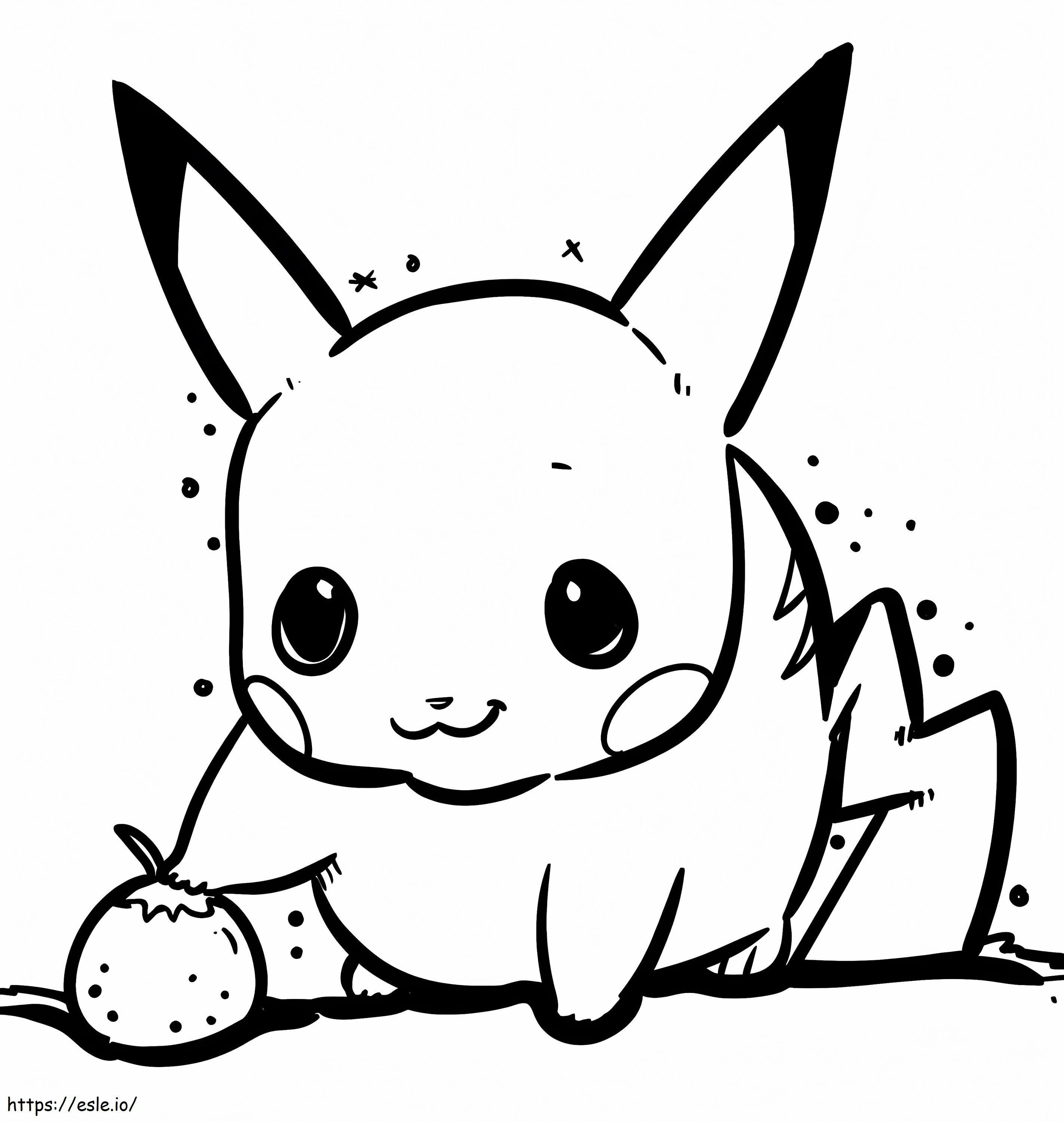 Coloriage Pikachu à la fraise à imprimer dessin