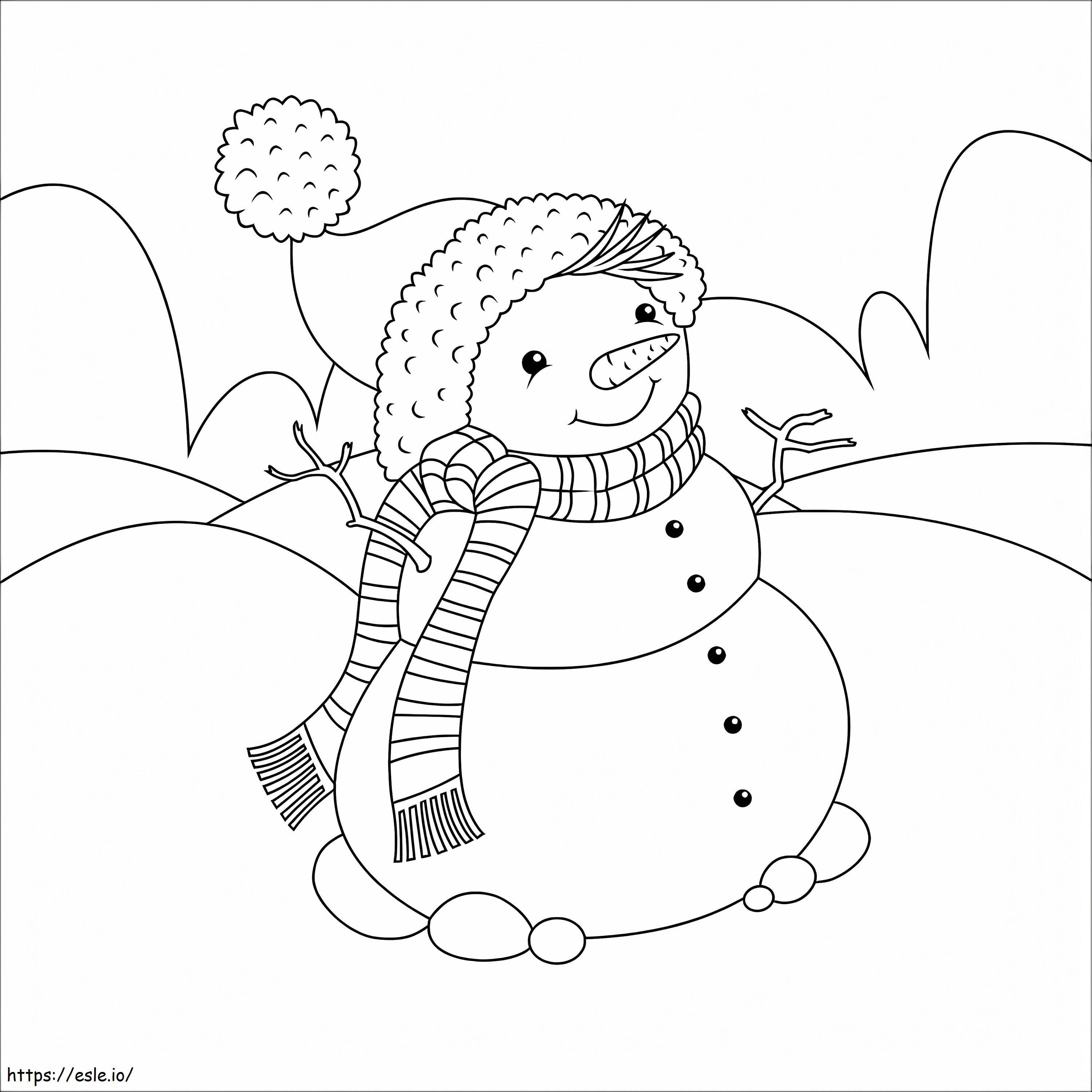 Coloriage Bonhomme de neige de Noël 1 à imprimer dessin