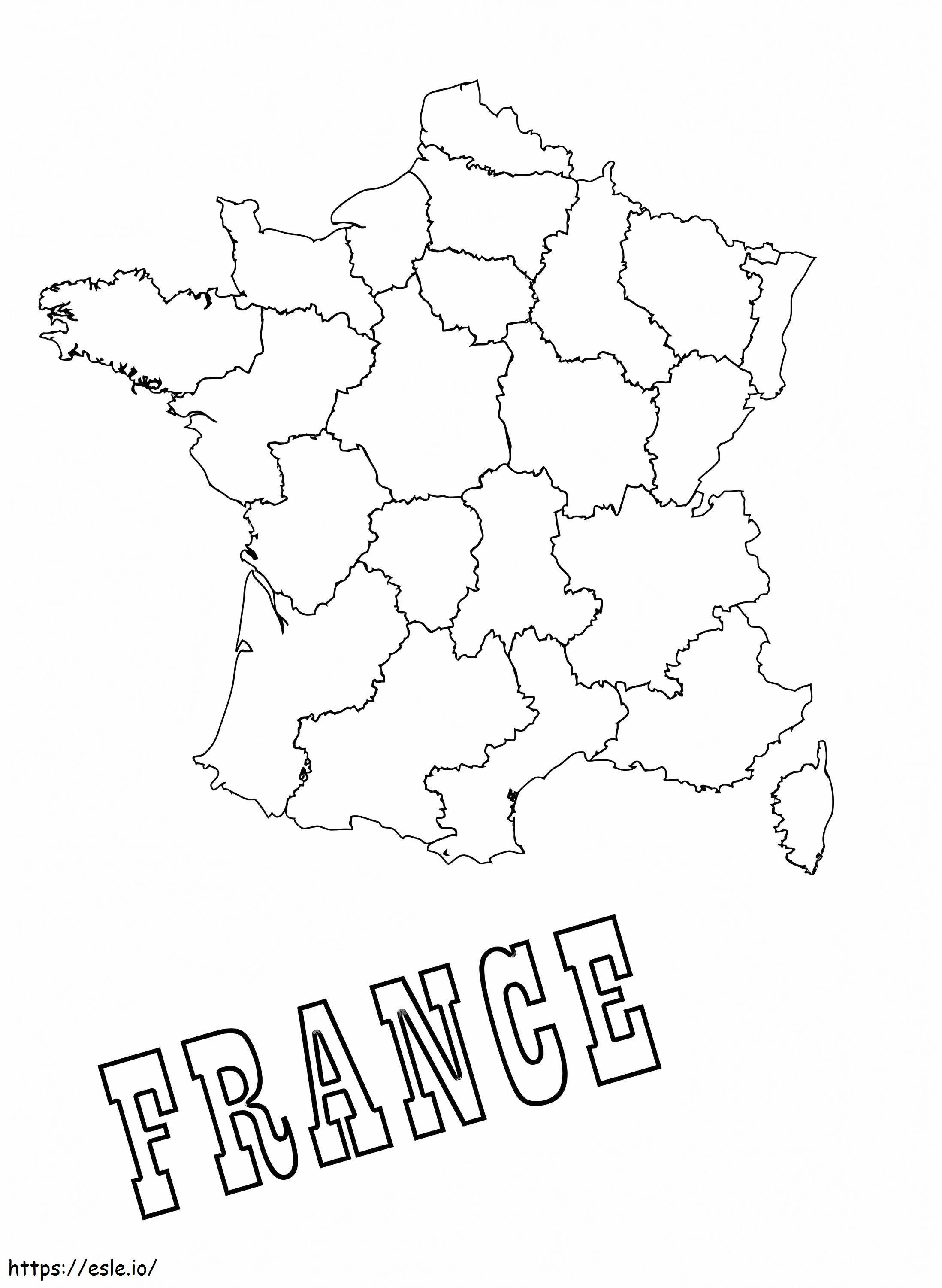 Mapa de Francia 3 para colorear