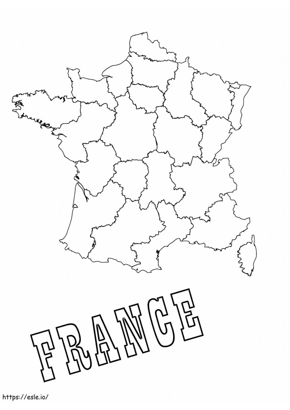 フランス地図 3 ぬりえ - 塗り絵