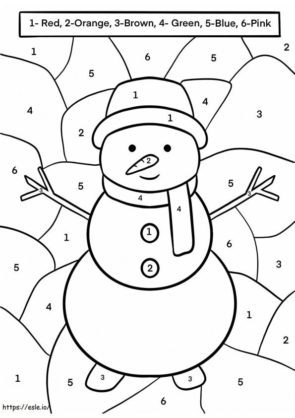 Snowman Color By Number coloring page