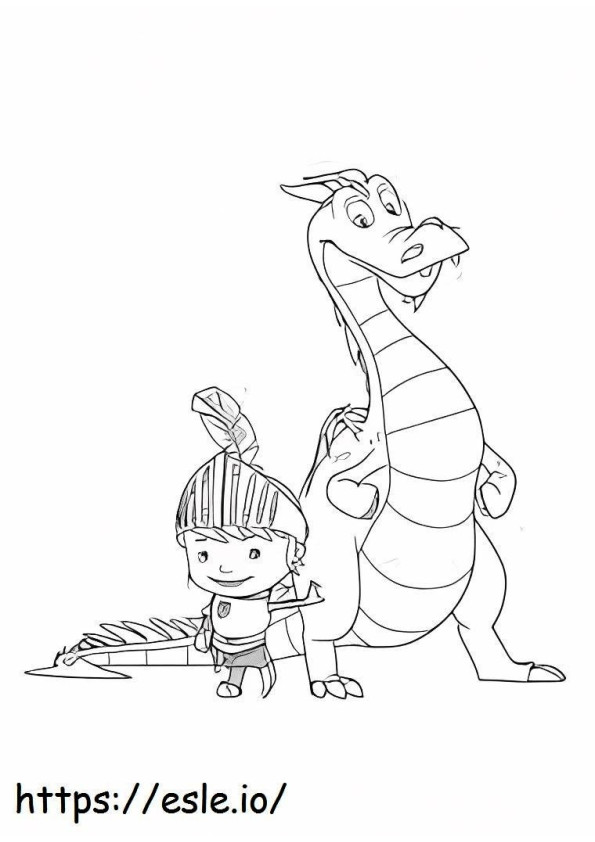 Mike, o cavaleiro e o dragão para colorir