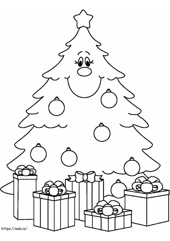 Smiling Christmas Tree coloring page