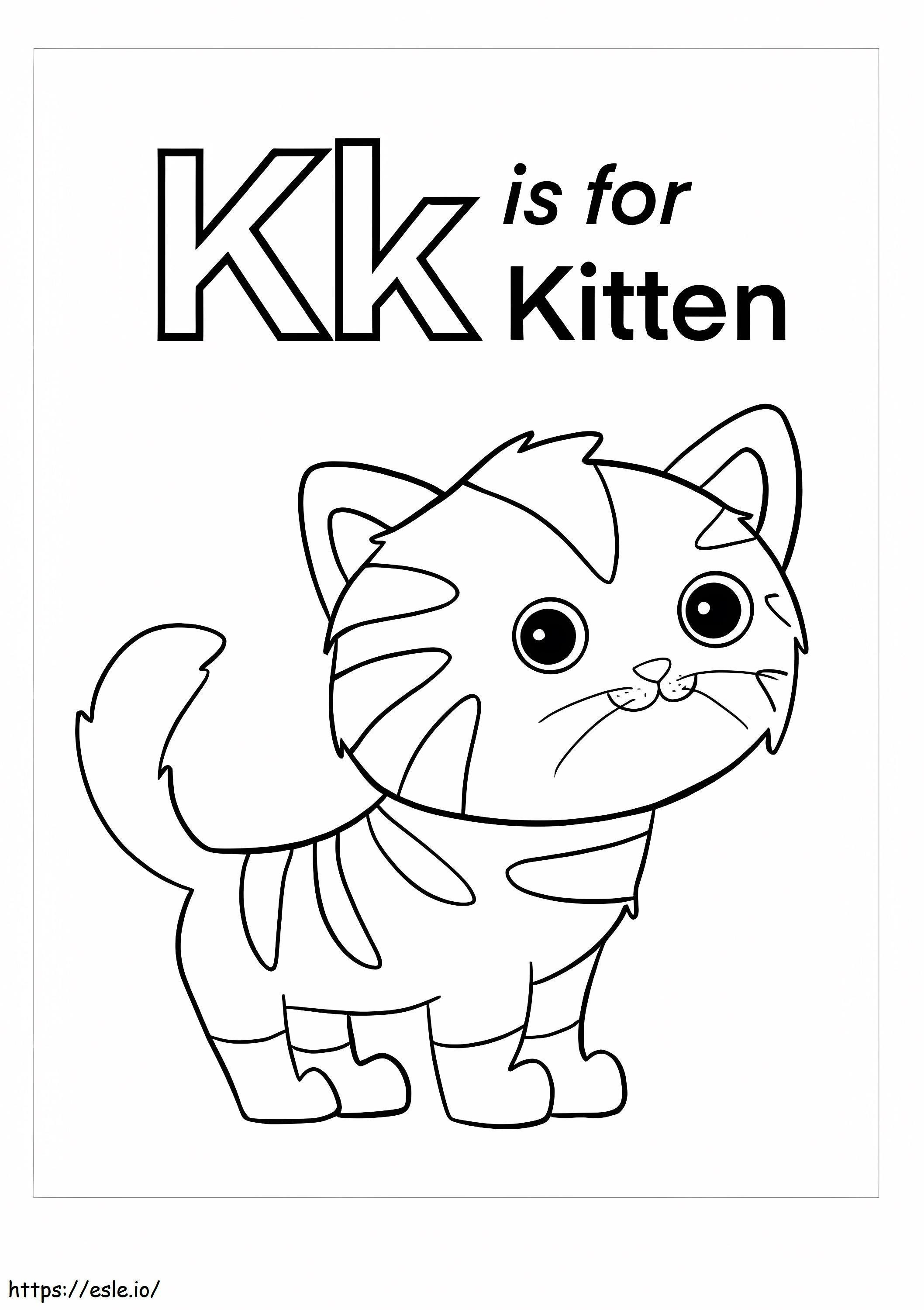 Coloriage K est pour chaton à imprimer dessin