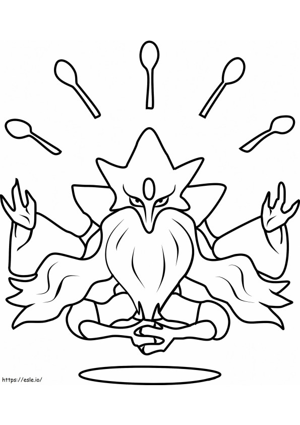 Coloriage 1531275288 Méga Alakazam Pokémon A4 à imprimer dessin