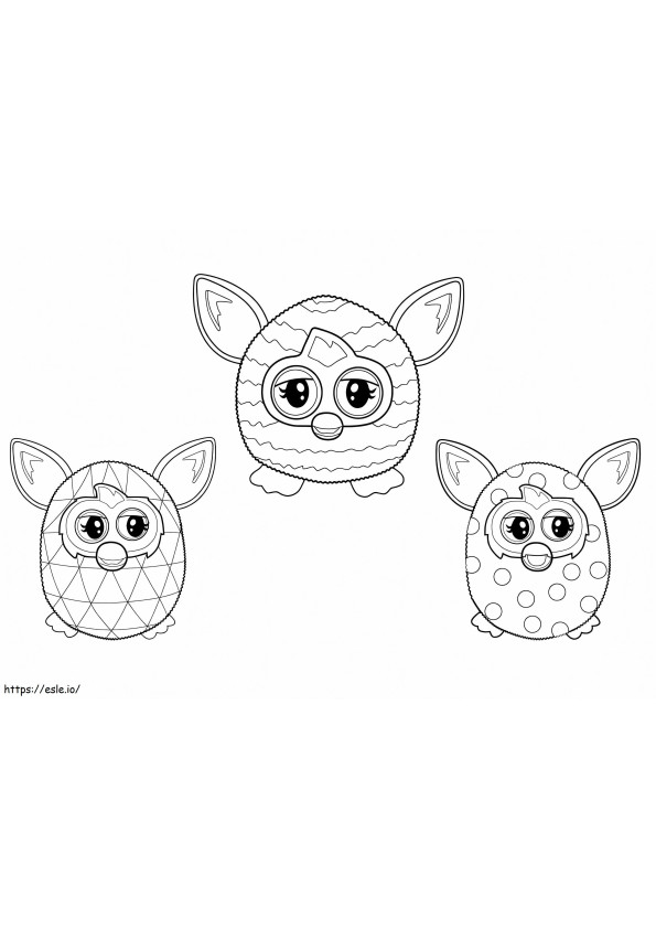 Três Furbys para colorir