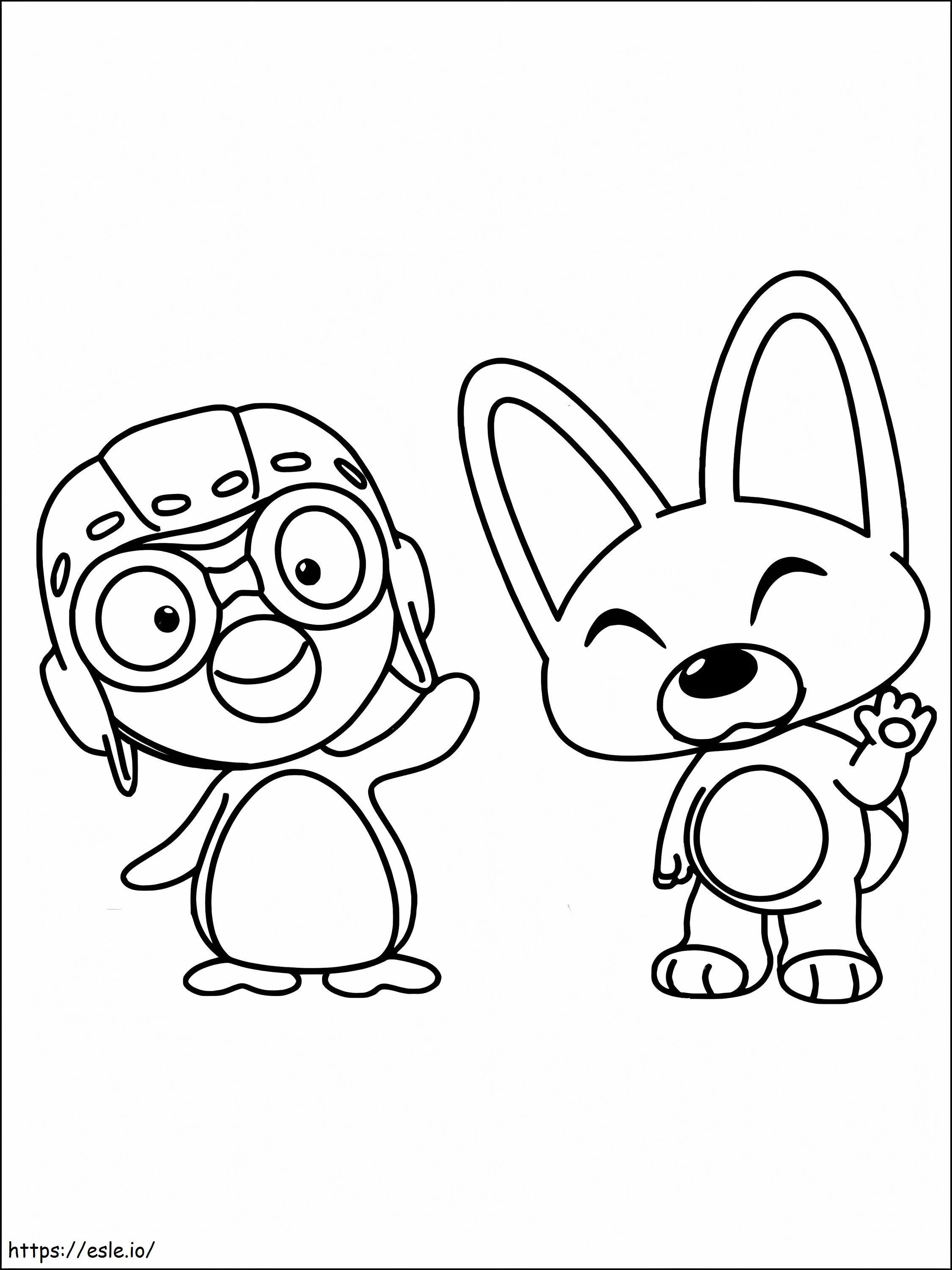 Smiling Pororo And Eddy coloring page