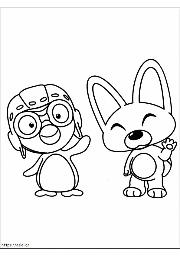 Smiling Pororo And Eddy coloring page