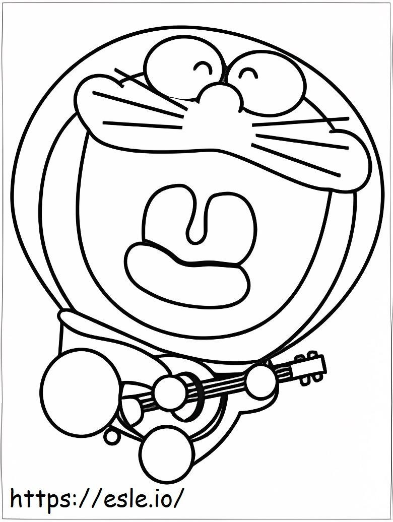 Doraemon está tocando guitarra para colorir