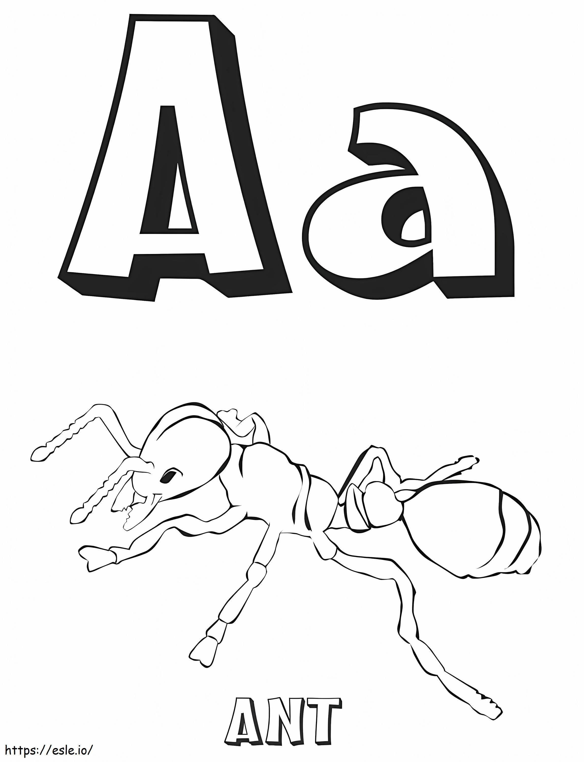 Coloriage Lettre de fourmi A 1 à imprimer dessin
