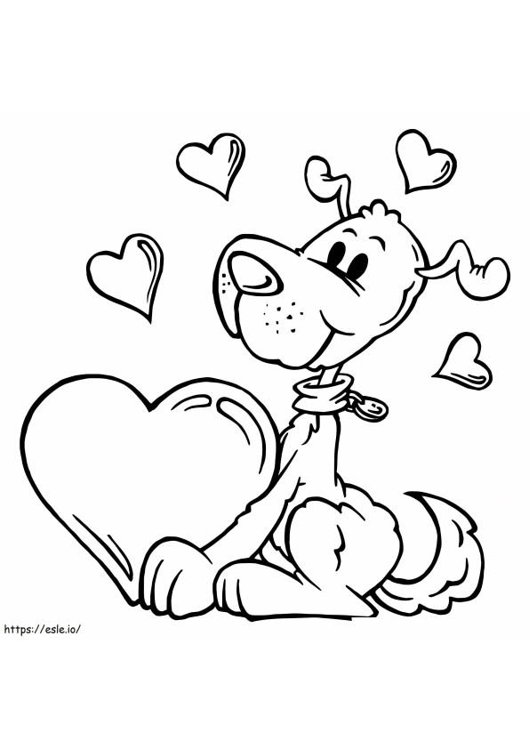 Puppy With Hearts coloring page
