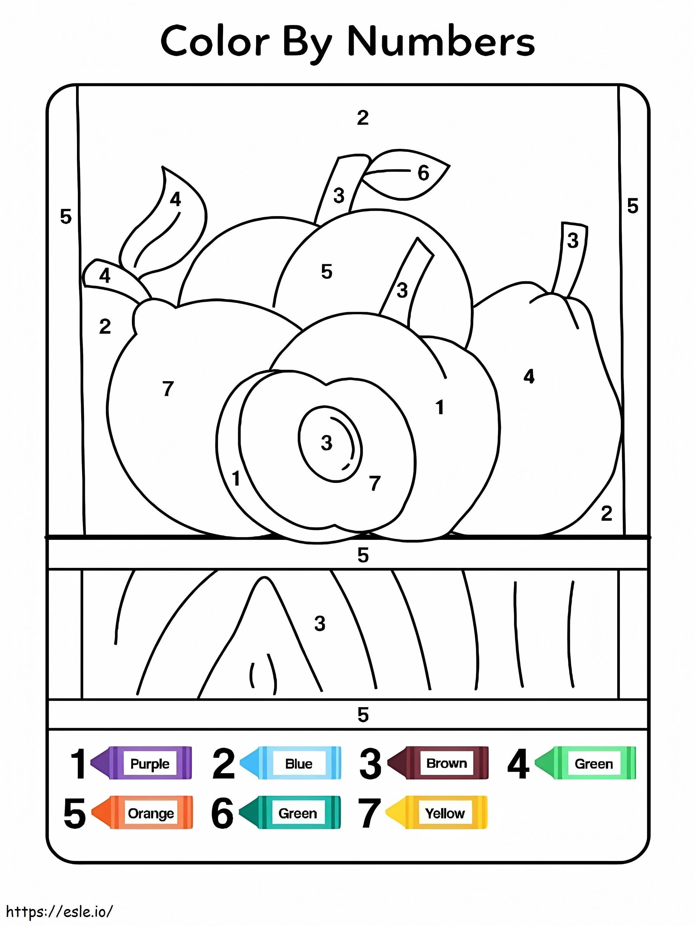 Free Fruits Color By Number coloring page