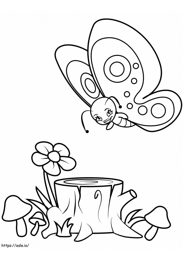 Butterfly And Stump coloring page