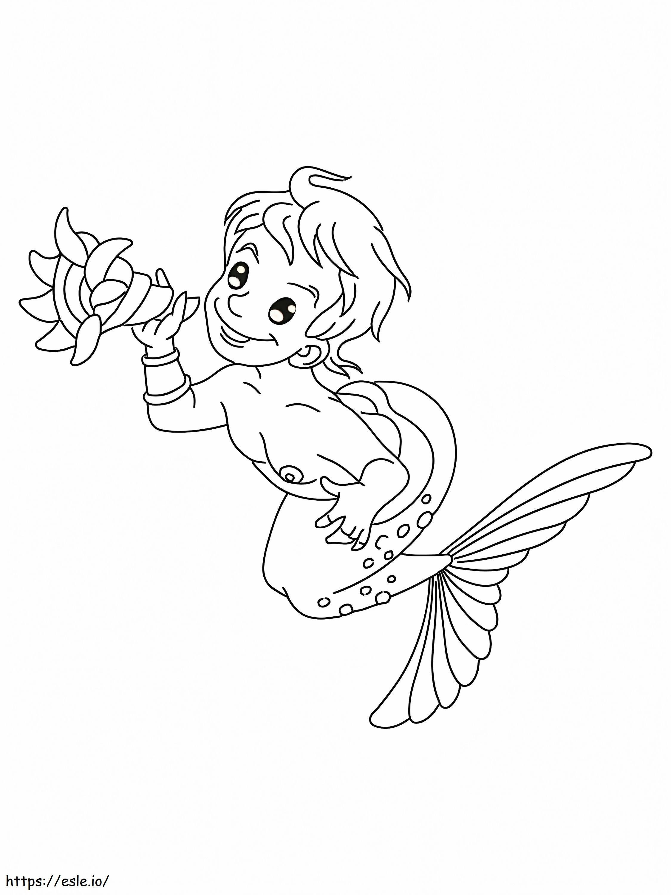 Short Hair Mermaid coloring page