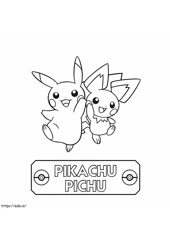 Coloriage Pichu et Pikachu sautant à imprimer dessin
