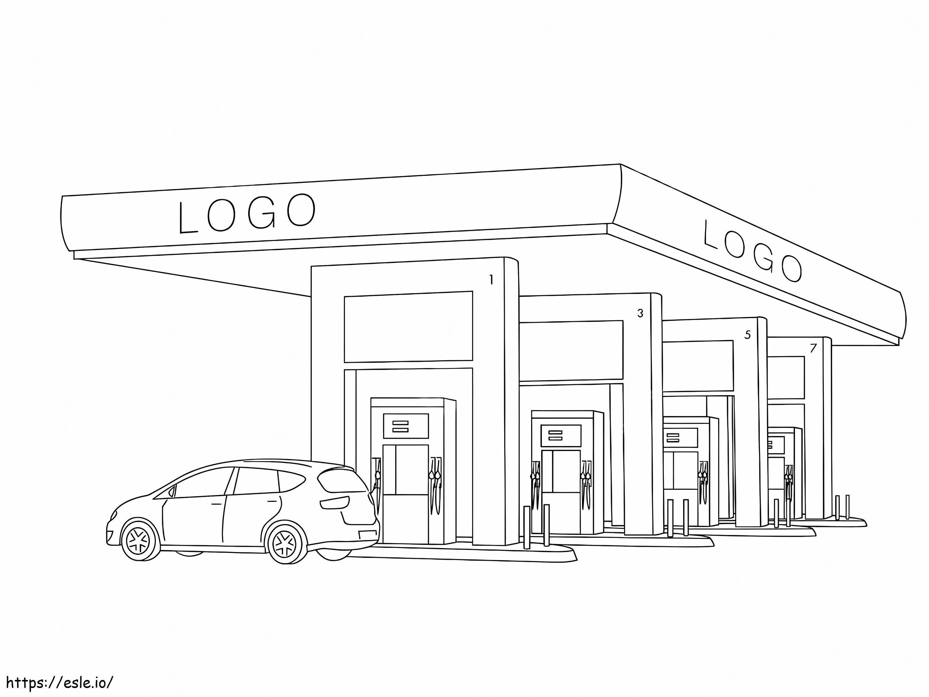 Gas Station To Color Coloring Page