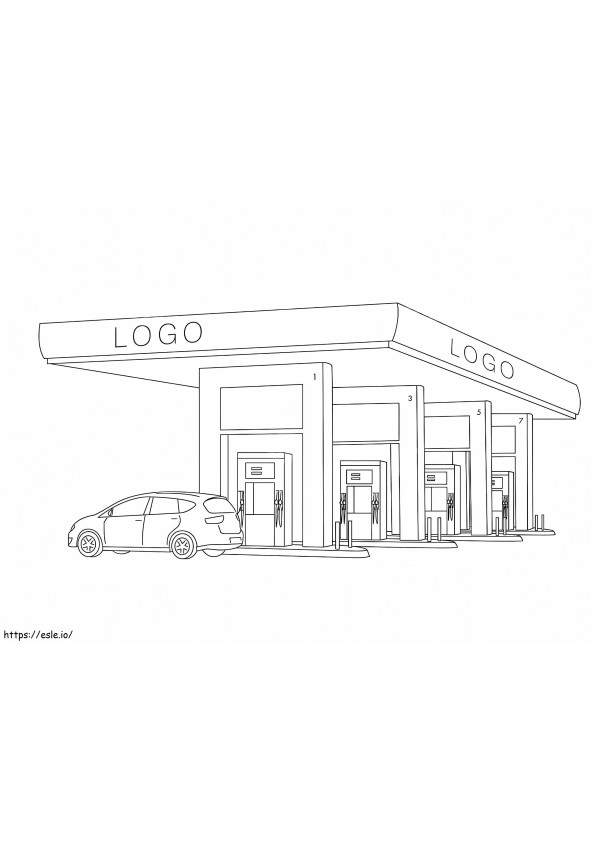 Gas Station To Color coloring page