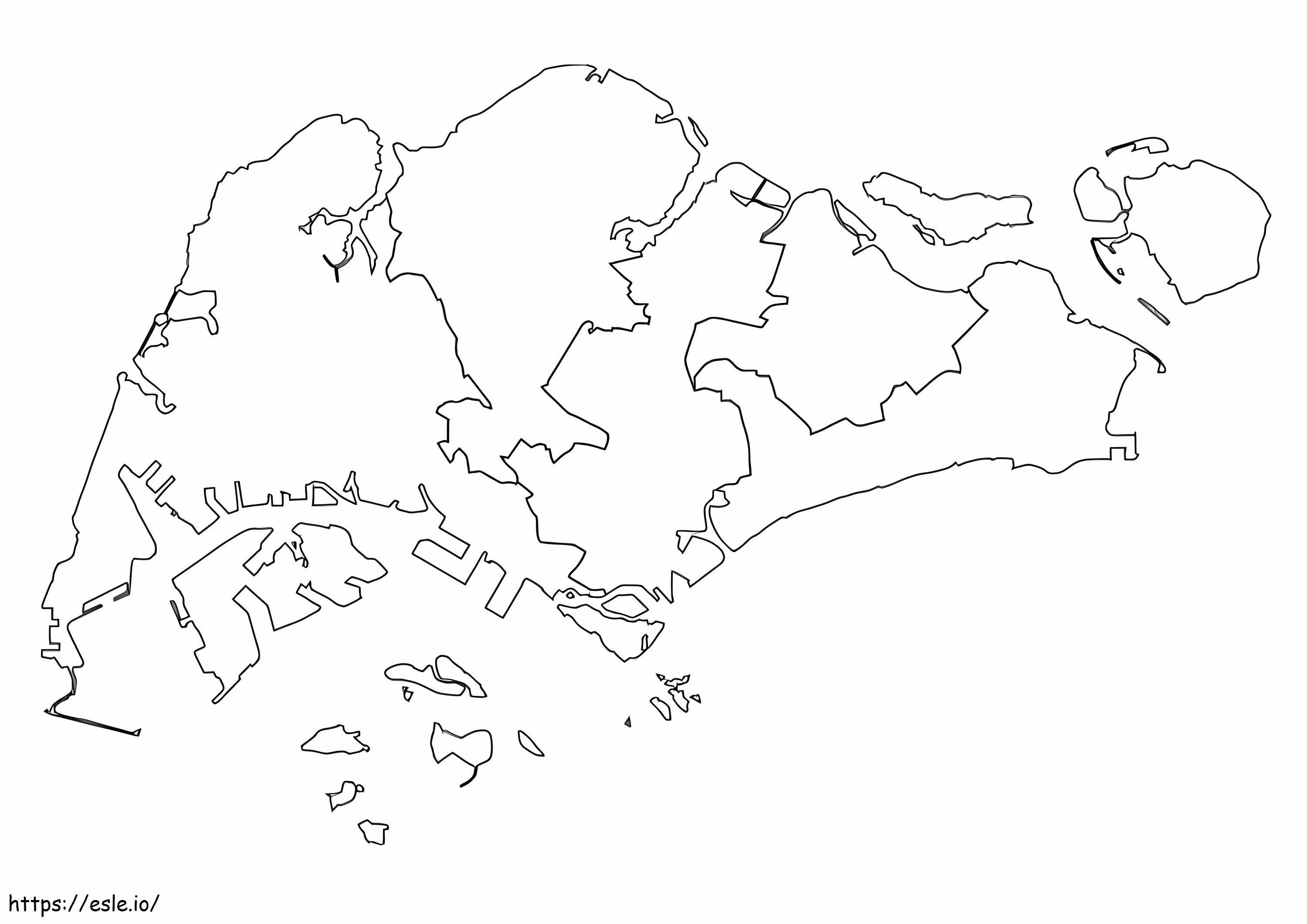 Mapa de Singapura para colorir