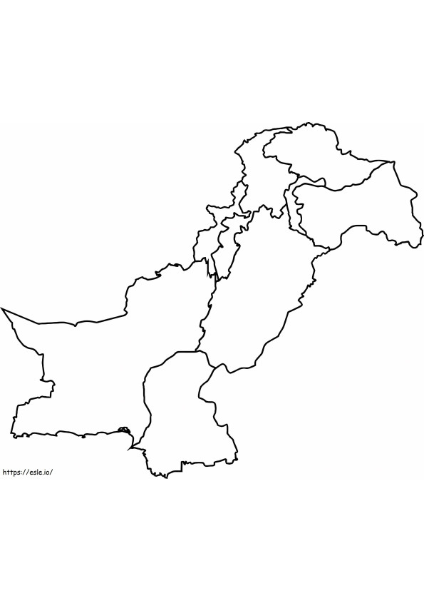 Mapa Pakistanu kolorowanka