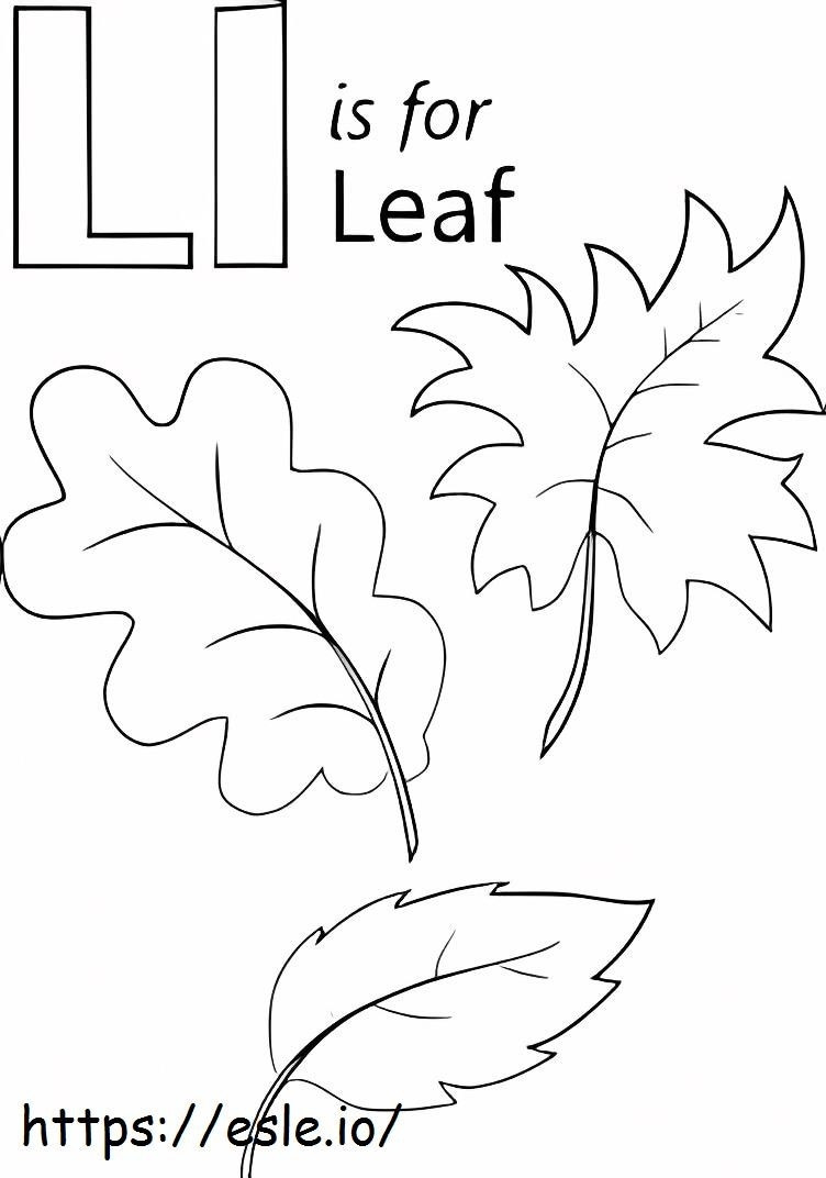 L Is For Leaf coloring page