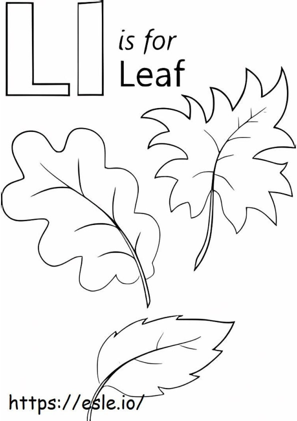 L is voor blad kleurplaat