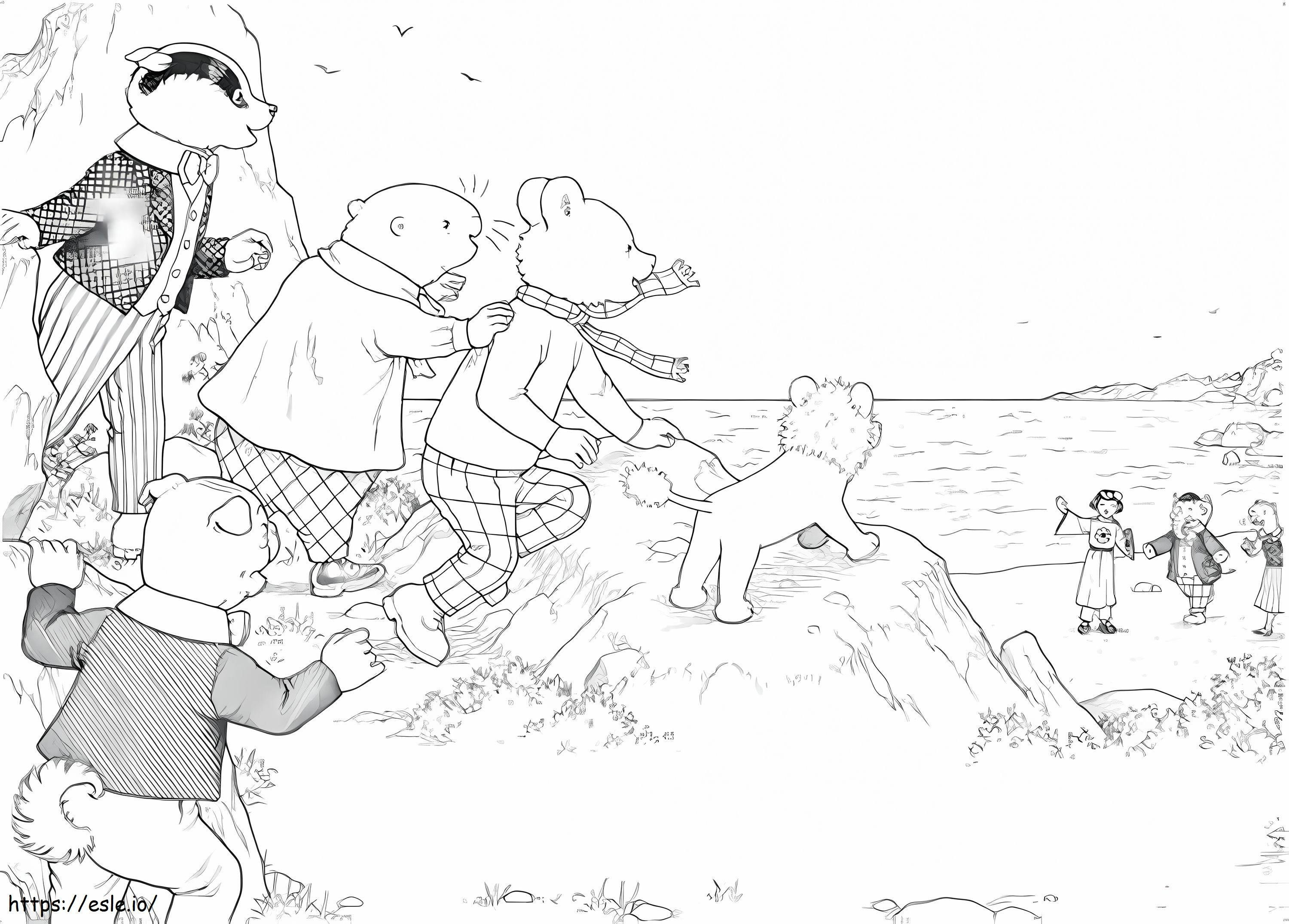 Rupert Bear And Happy Friend coloring page