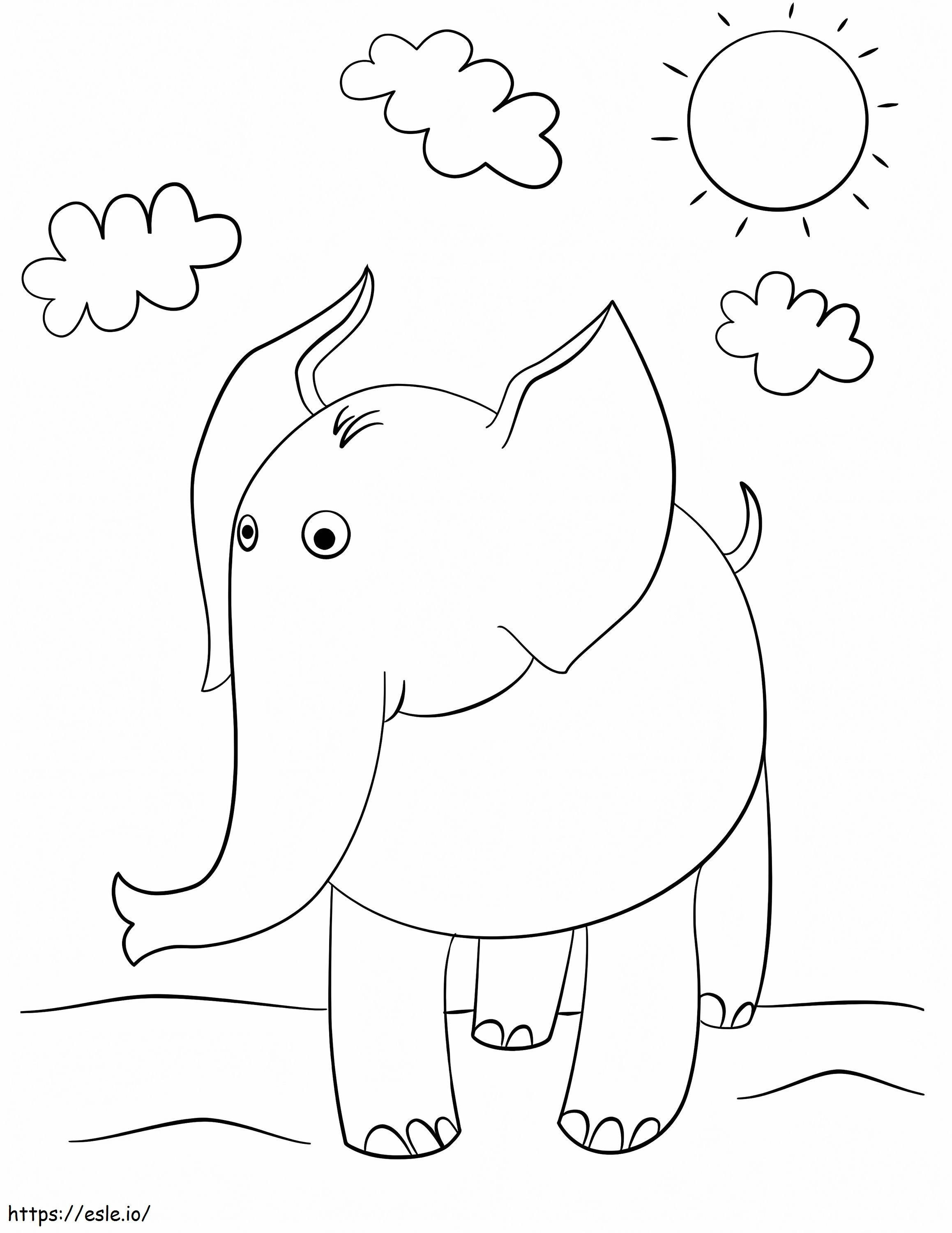 Coloriage Éléphant 2 à imprimer dessin