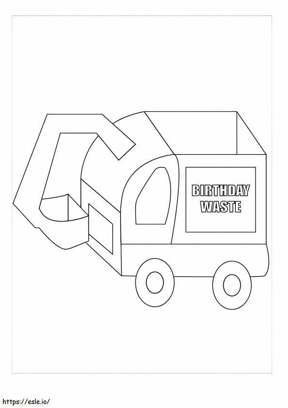 Coloriage Camion poubelle d'anniversaire à imprimer dessin