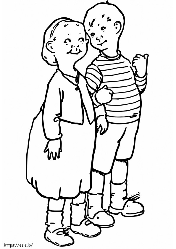Vintage Brother And Sister coloring page