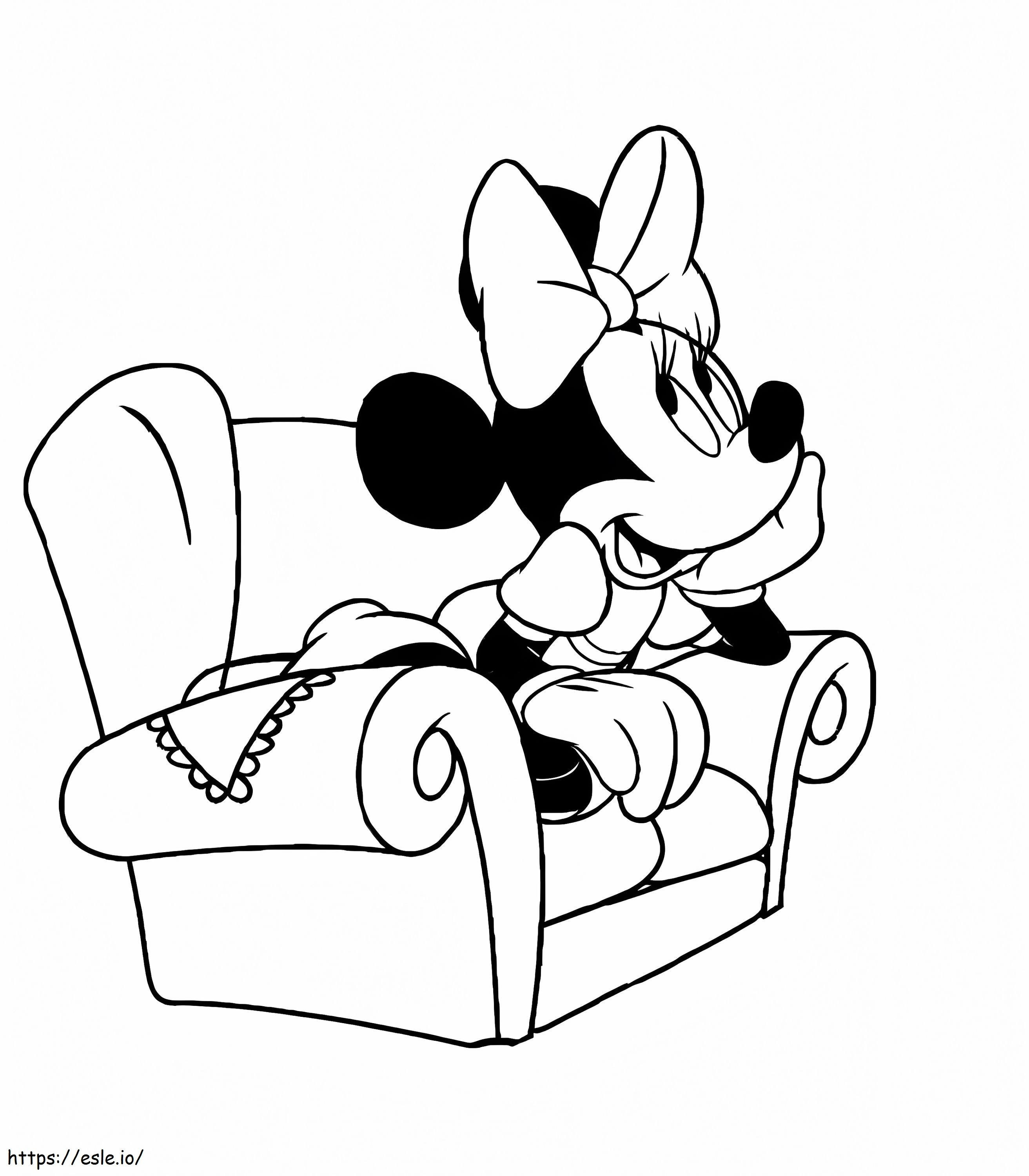 Minnie Mouse em uma cadeira para colorir