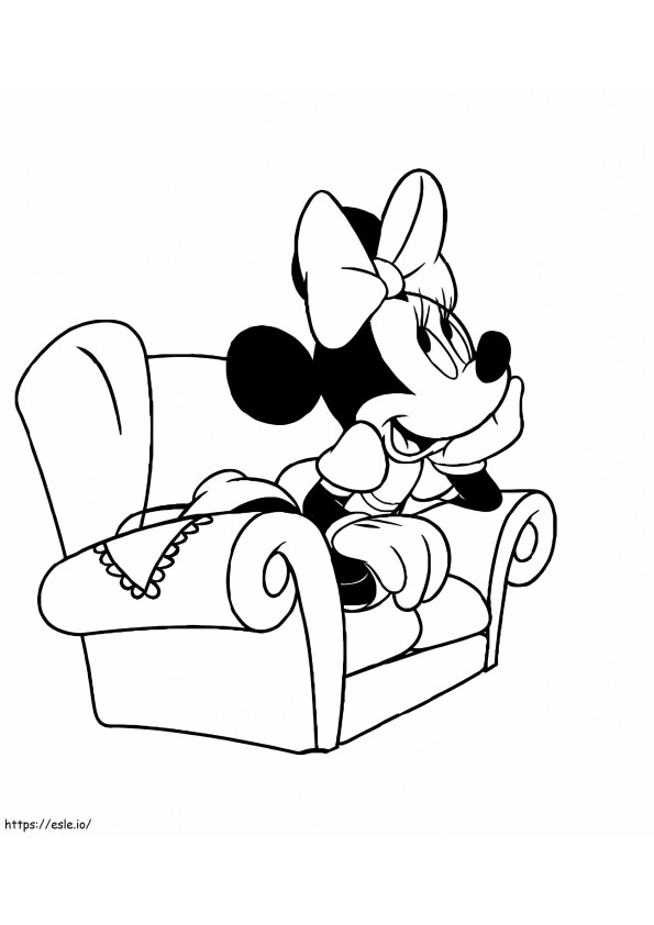 Minnie Mouse em uma cadeira para colorir
