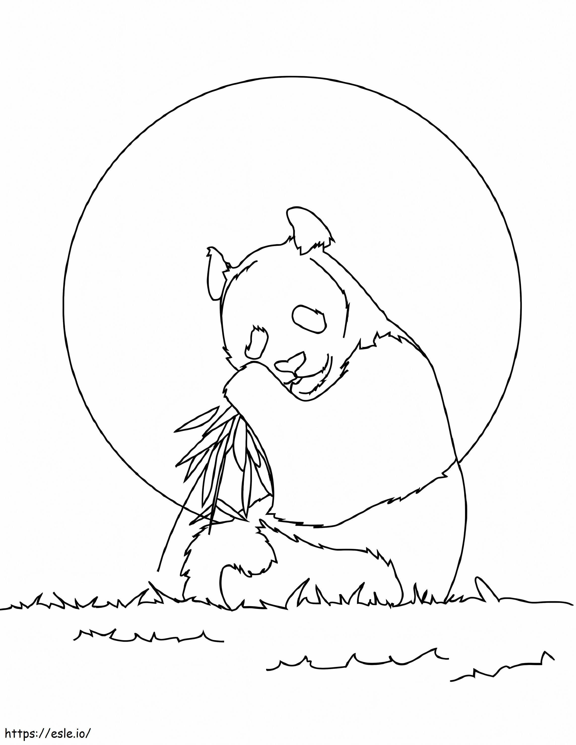 Panda Sitting To Eat Bamboo coloring page
