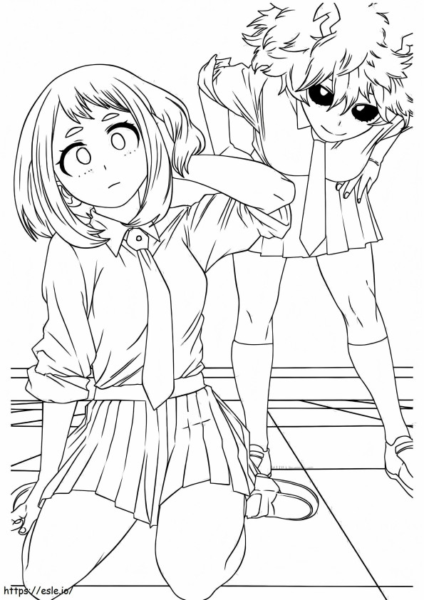 Uraraka And Mina Ashido coloring page