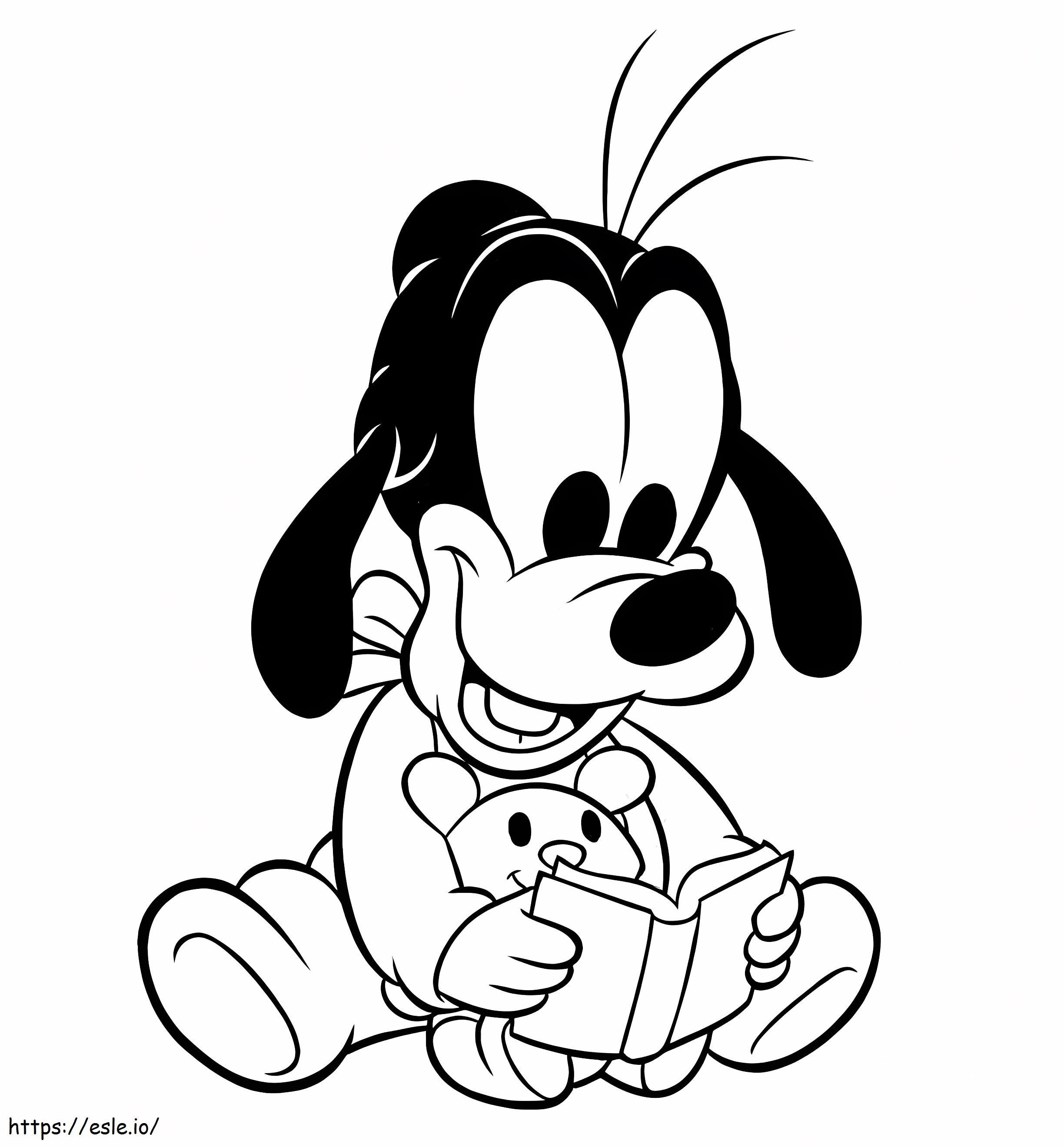 Baby Goofy Reading Book coloring page