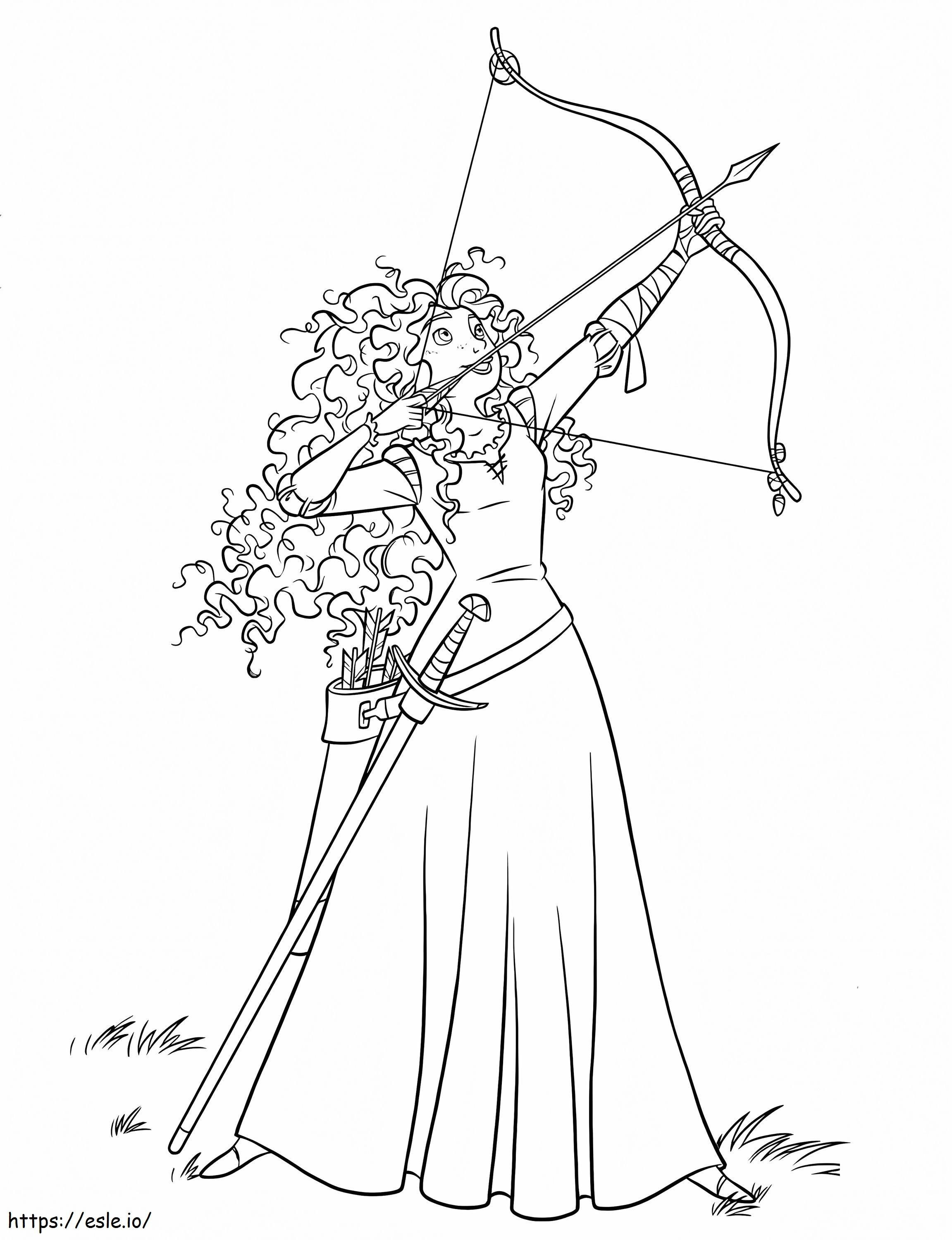 Prinzessin Merida mit Pfeil und Bogen 2 ausmalbilder