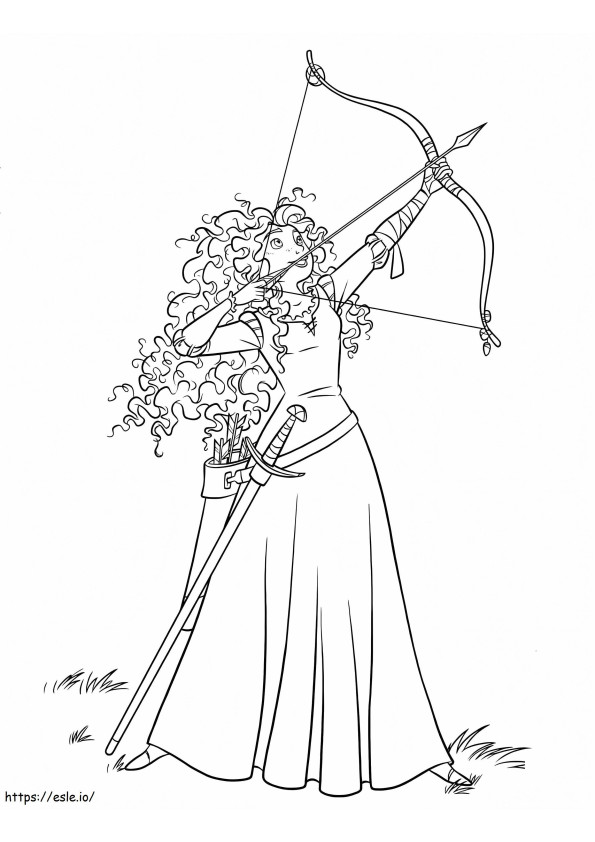 Prinzessin Merida mit Pfeil und Bogen 2 ausmalbilder