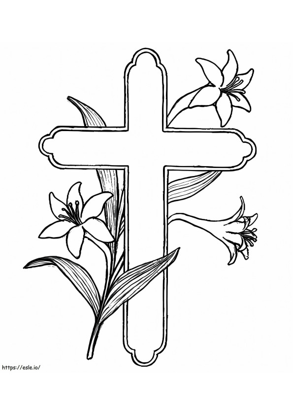 cruz y flor para colorear