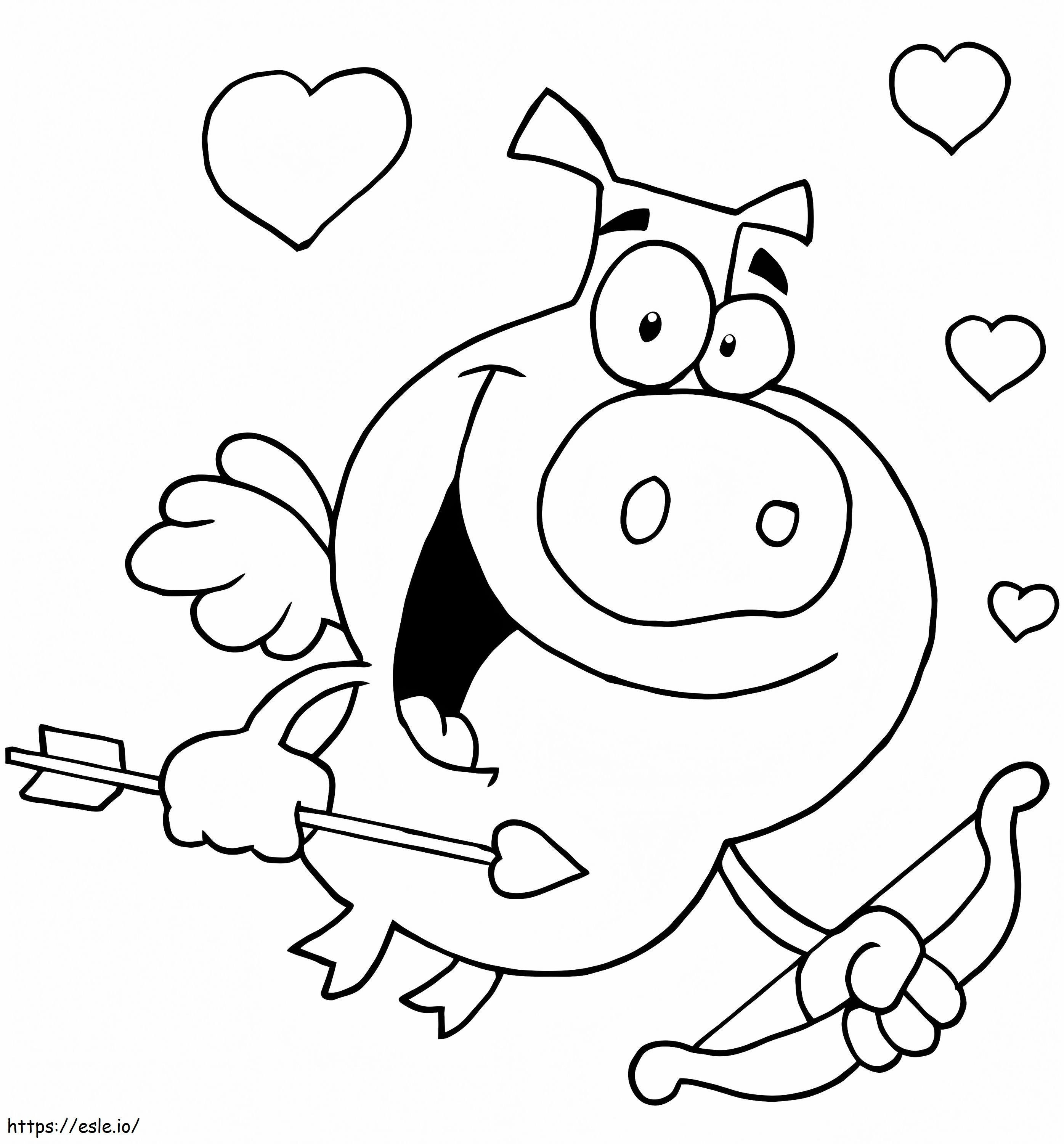 Coloriage Cochon Cupidon à imprimer dessin