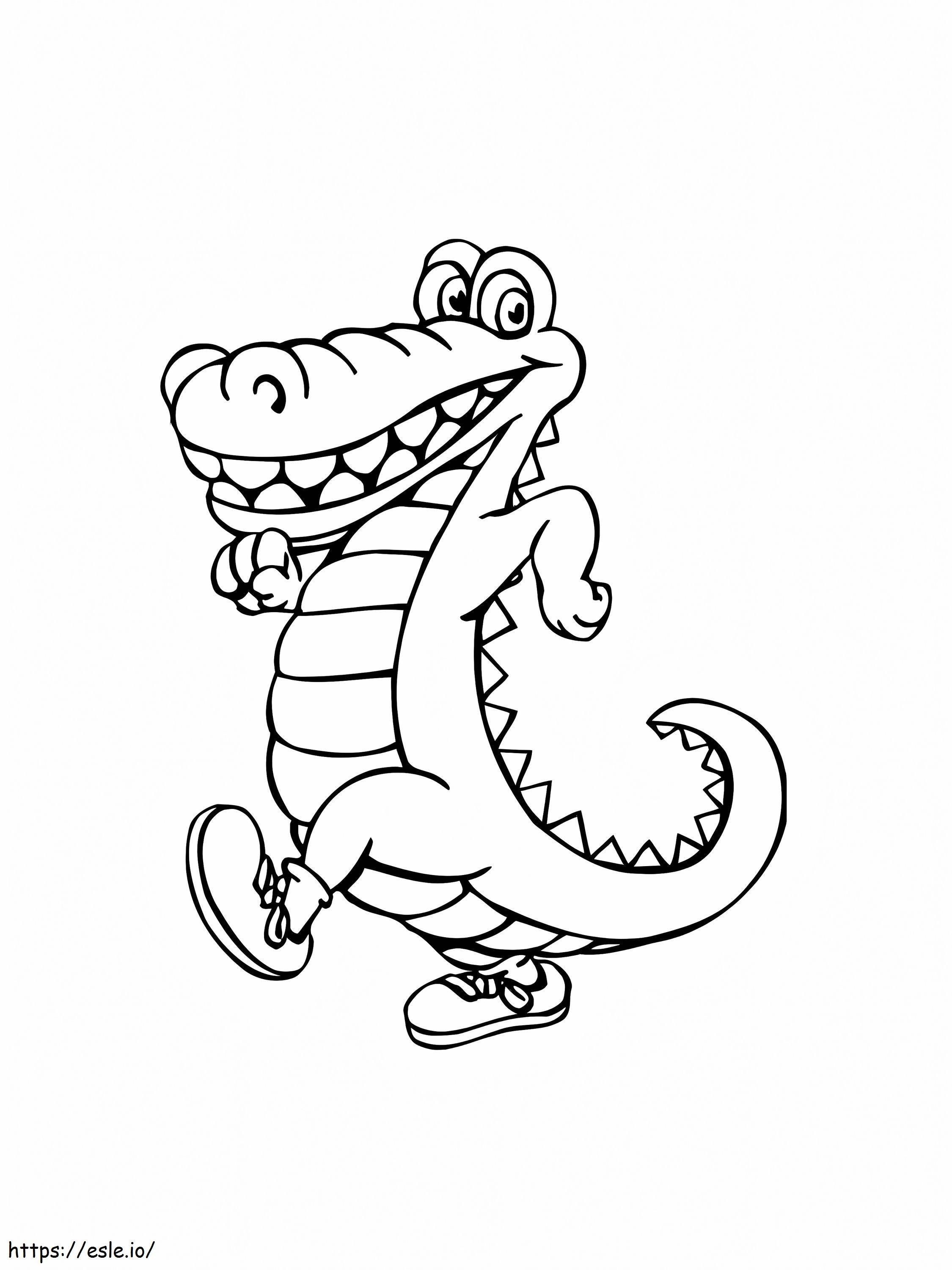 Zabawny spacer krokodyla kolorowanka