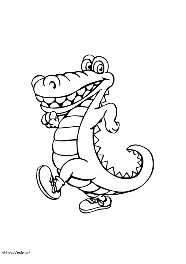 Caminhada engraçada de crocodilo para colorir
