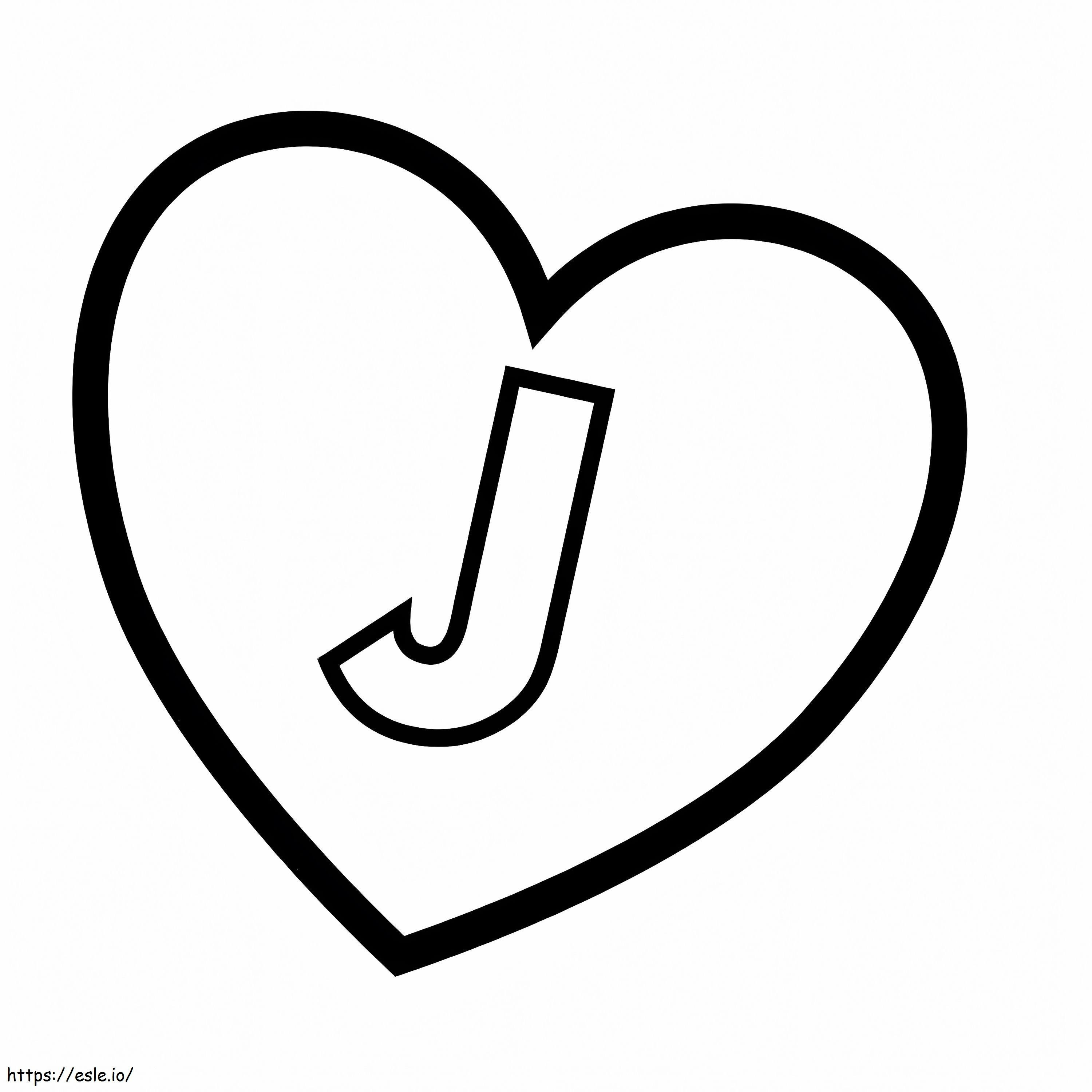 J-kirjain sydämessä värityskuva
