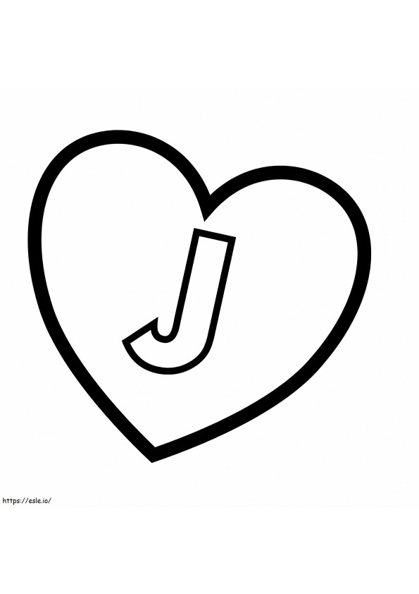 Letra J no coração para colorir