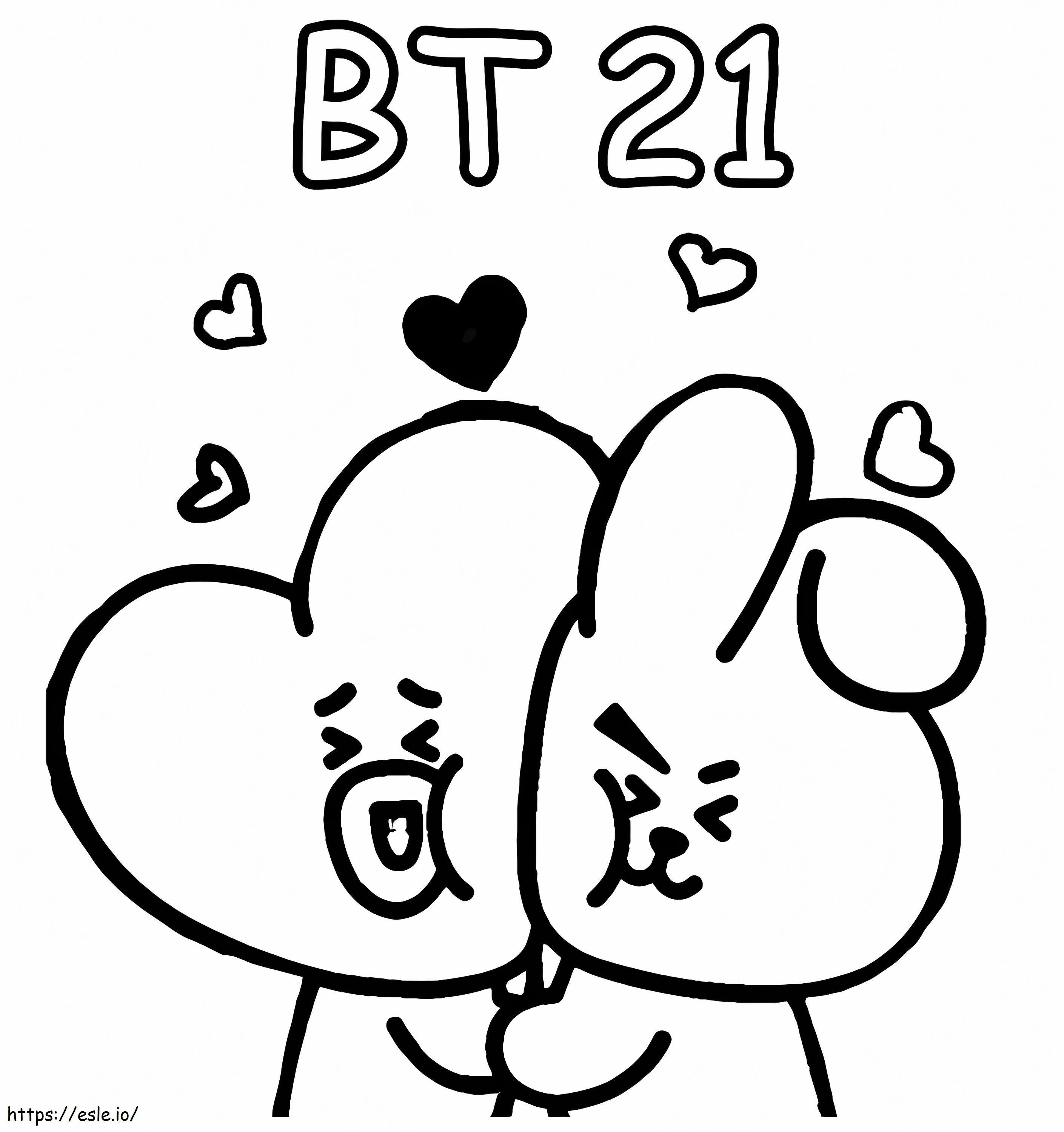 Tata And Cooky BT21 coloring page