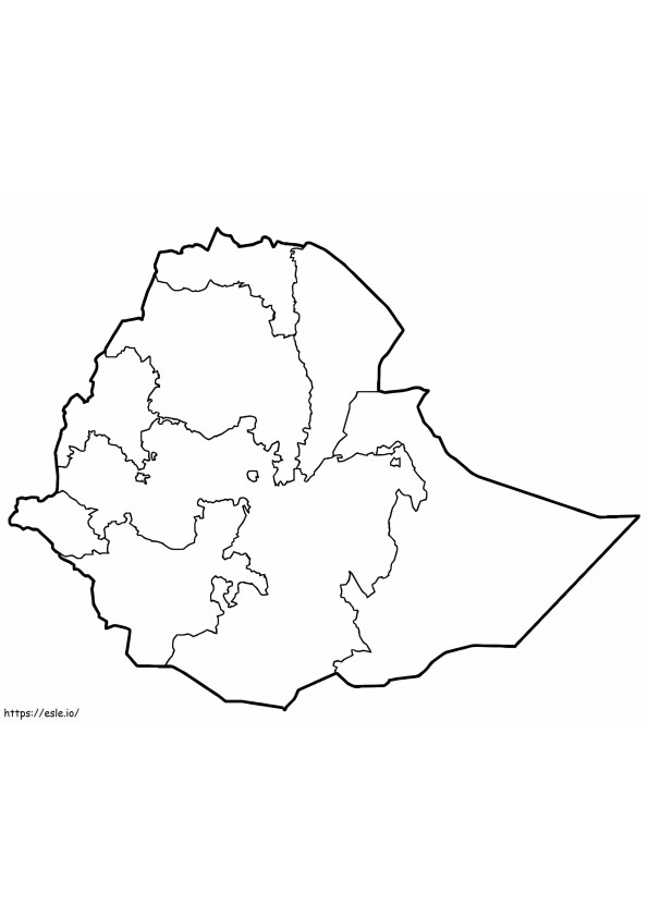 Kaart Van Ethiopië kleurplaat