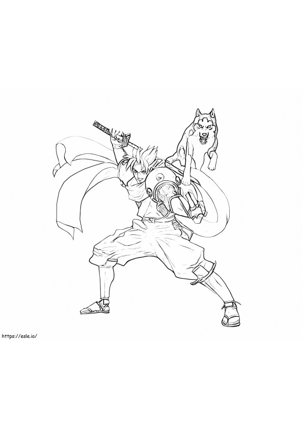 Samurai mit Lobo ausmalbilder