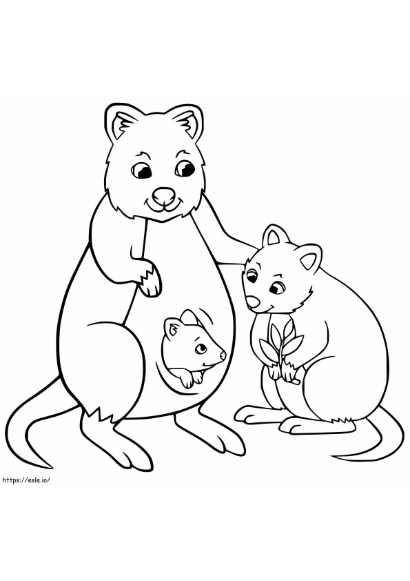 Cute Quokka Family coloring page