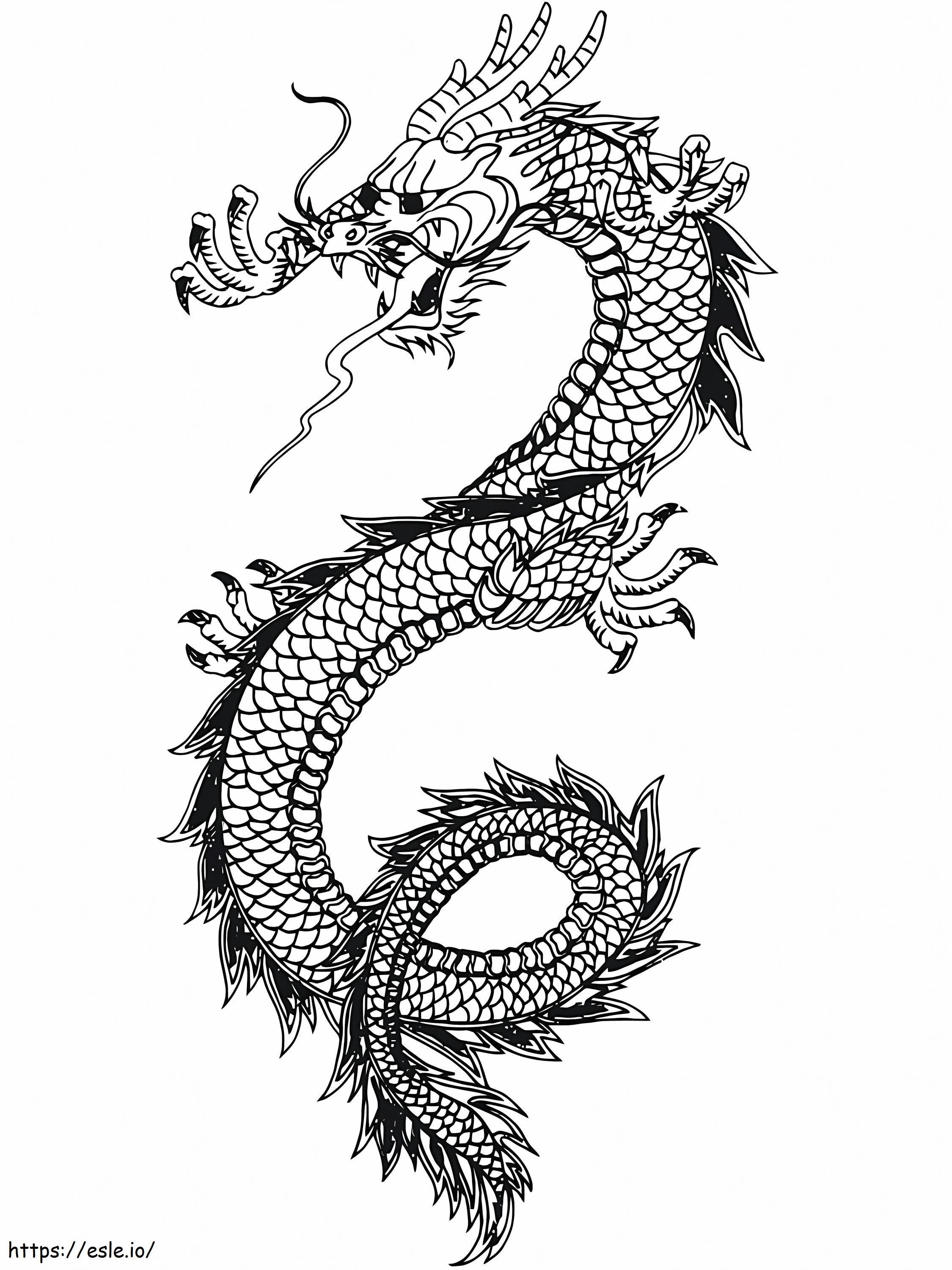 Suuri kiinalainen lohikäärme värityskuva